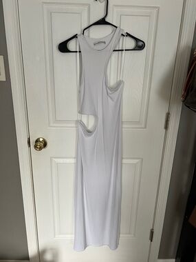 Abercrombie & Fitch White Asymmetrical Cutout Maxi Dress